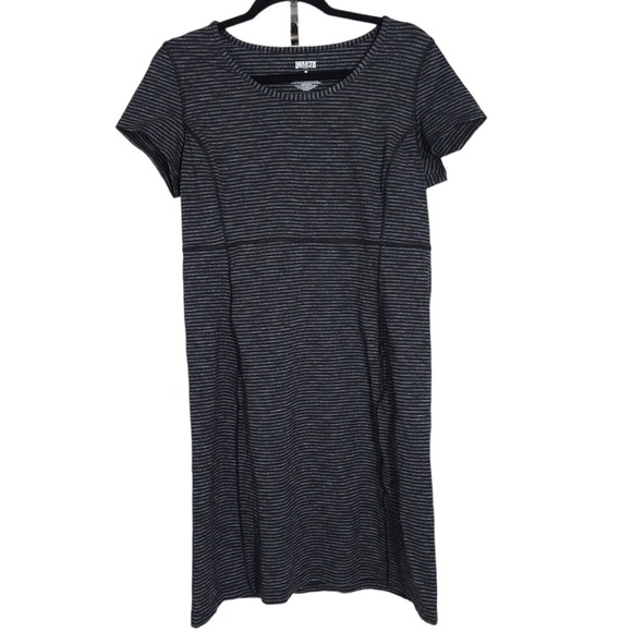 Duluth Trading Co Dresses & Skirts - Duluth Trading Co Womens Dress Black Gray Striped Stretch Active Travel Size M